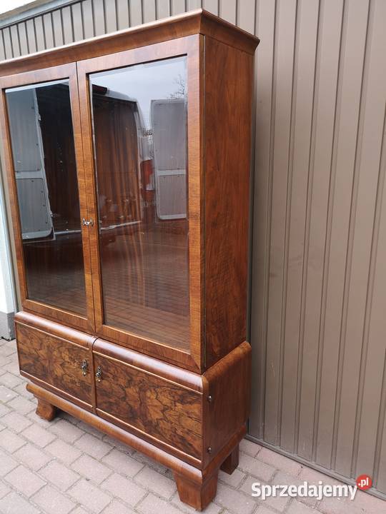 Witryna Biblioteka ARTDECO Orzech Zgrabna Stara Swarzędz