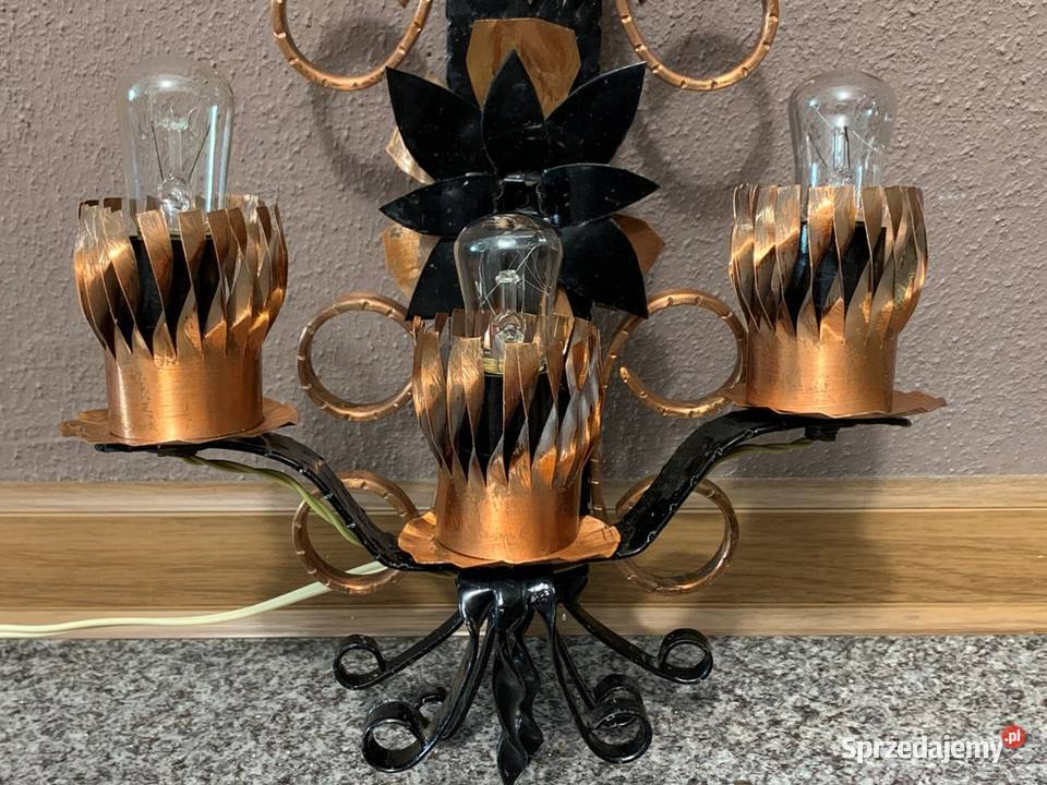 Unikatowa kuta lampa ścienna z miedzianymi Ustroń