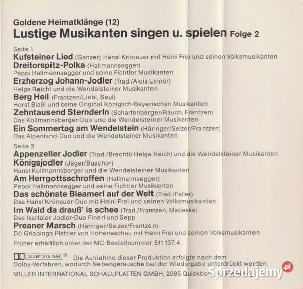 Zabawna muzykaLustige Musikanten 3 kasety 3 i więcej Gliwice