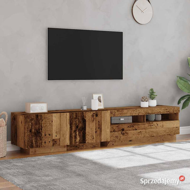 Szafka pod TV z oświetleniem LED stare drewno mazowieckie Warszawa