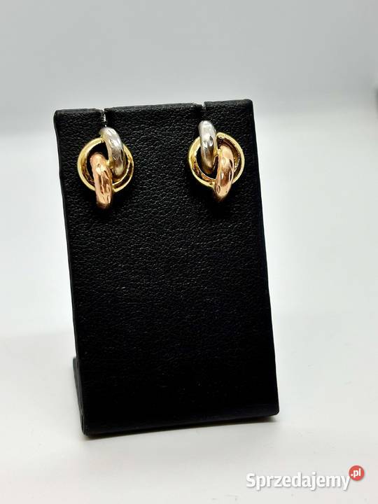 Złote kolczyki pr 585 129g Sztyft BiColor Elbląg