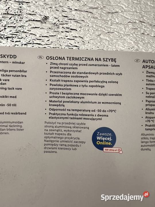 Osłona słoneczna do auta Żarowo