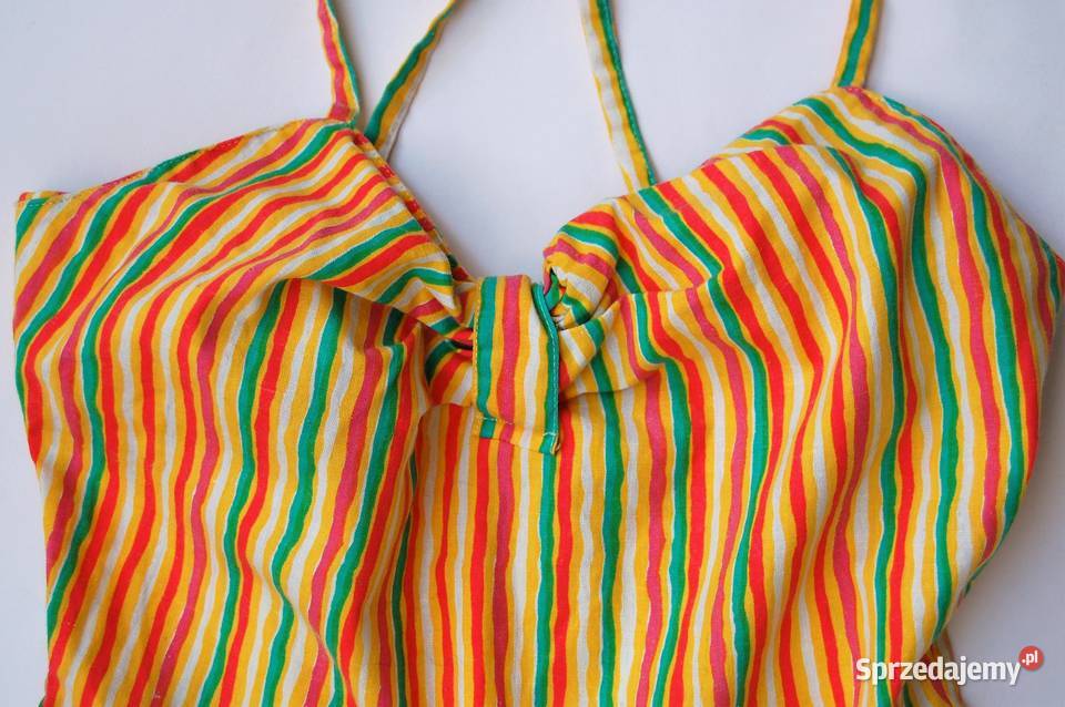 Sukienka vintage paski bawełna VDN Szwecja 60 70 Lublin