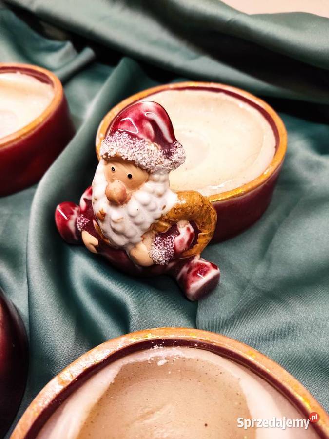 Świeczniki ceramiczne ze Świętym Mikołajem Głuchołazy