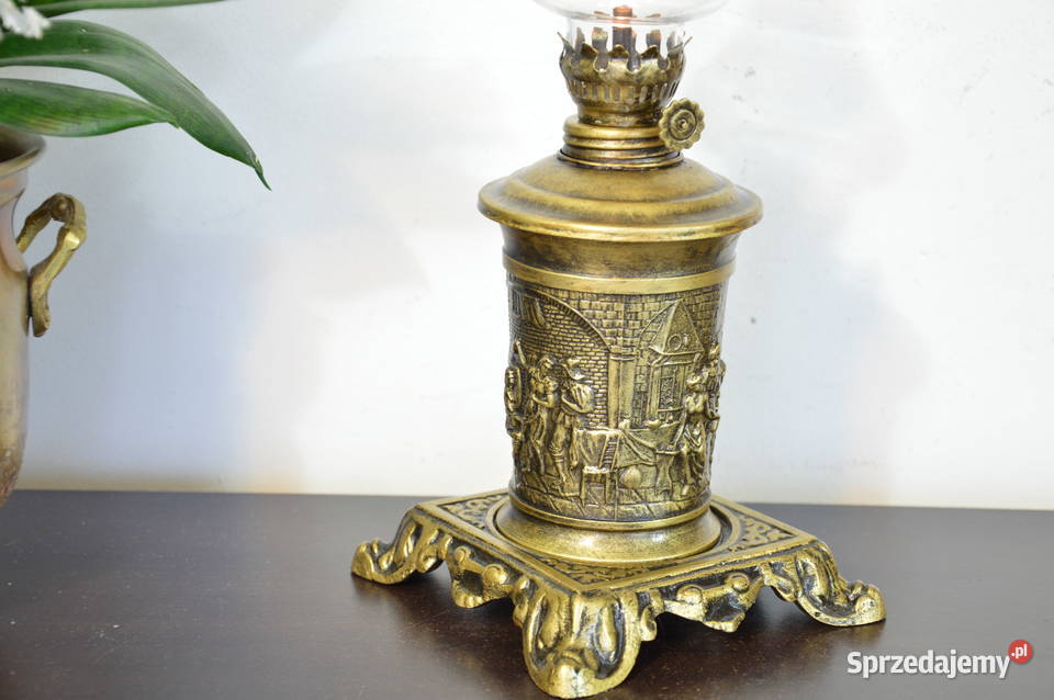 piękna cynowa LAMPA NAFTOWA stara Jastrzębie-Zdrój