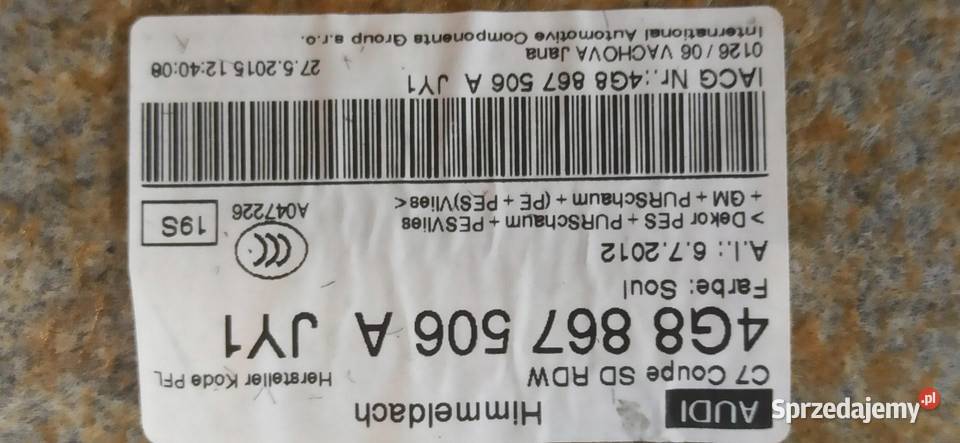 AUDI A7 PODSUFITKA SZYBERDACH 4G8867506A sprzedam