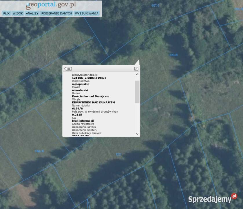 Działka rolna rekreacyjna Krościenko Dunajcem Krościenko nad Dunajcem