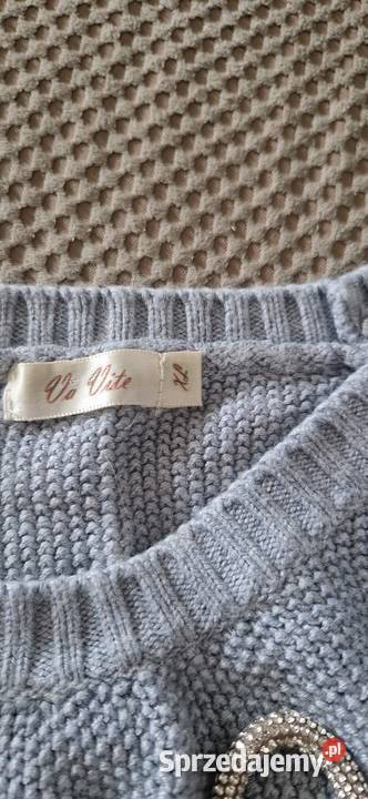 swetr Va Vite z perełkami pearls szary błękitny Swetry i golfy Kraków