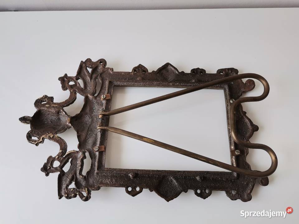 Stara duża ciężka mosiężna rama ramka na zdjęcie Katowice