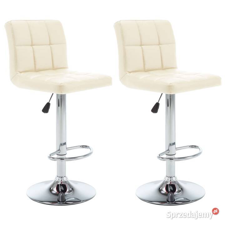 vidaXL Stołki barowe 2 kremowe obite sztuczną Warszawa