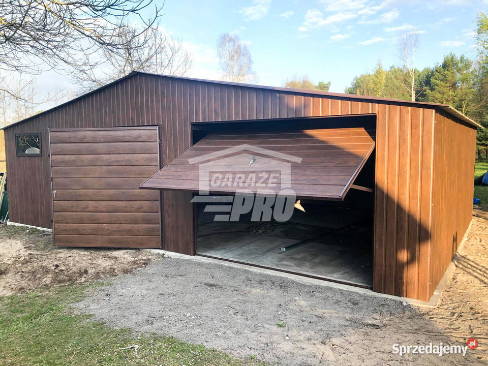 Garaż blaszany 9x6 2x Brama drewnopodobny GP137 Turek