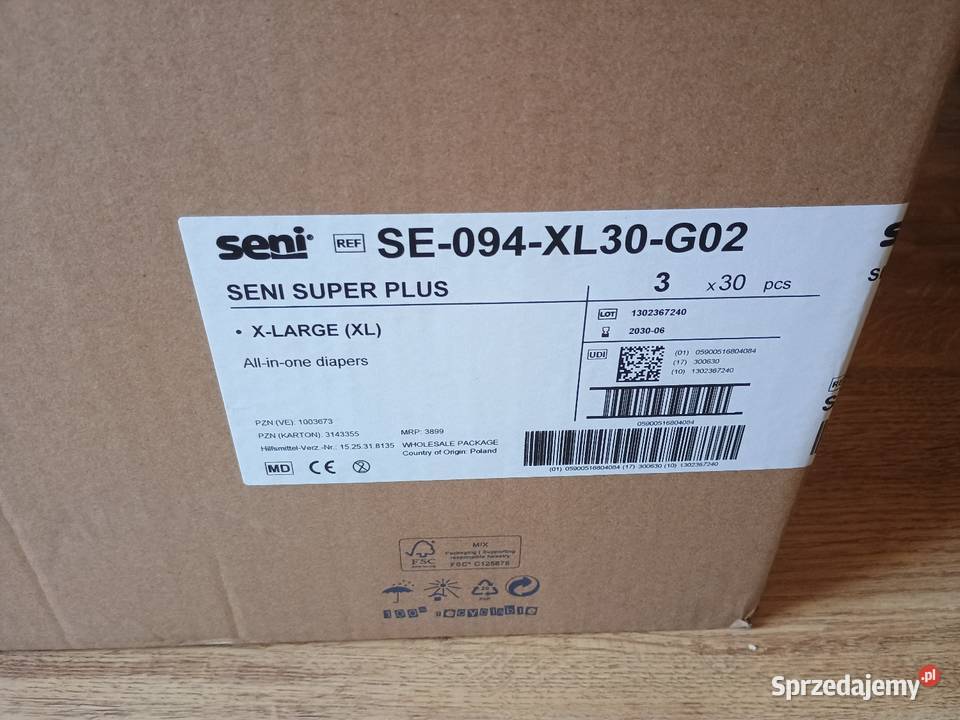 Pampersy dorosłych Seni Super Plus large XL 30 x dolnośląskie Chojnów sprzedam