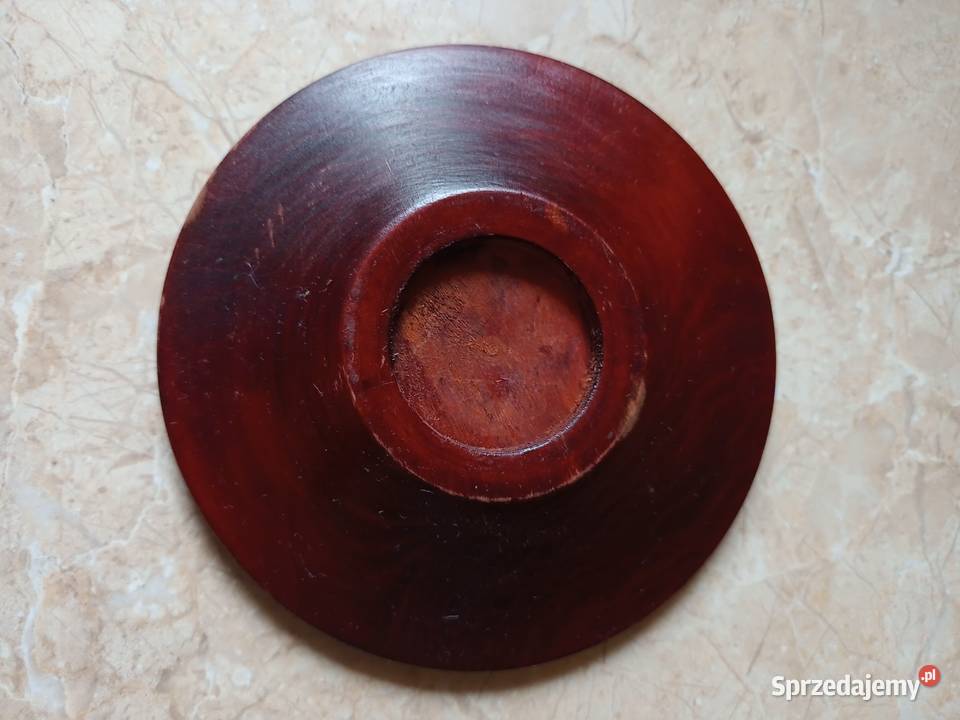 Talerz drewniany dekoracyjny rzeźbiony mały odcienie brązowego Częstochowa