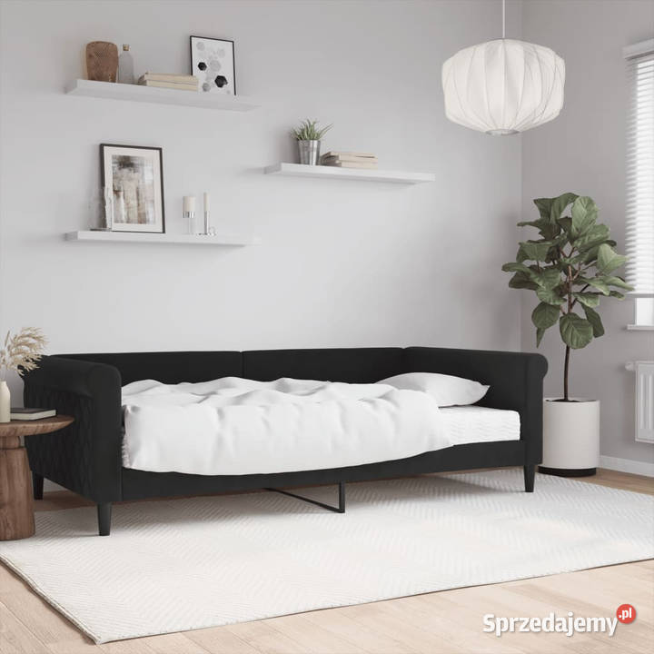 Sofa z materacem do spania czarna aksamit 229cm Warszawa