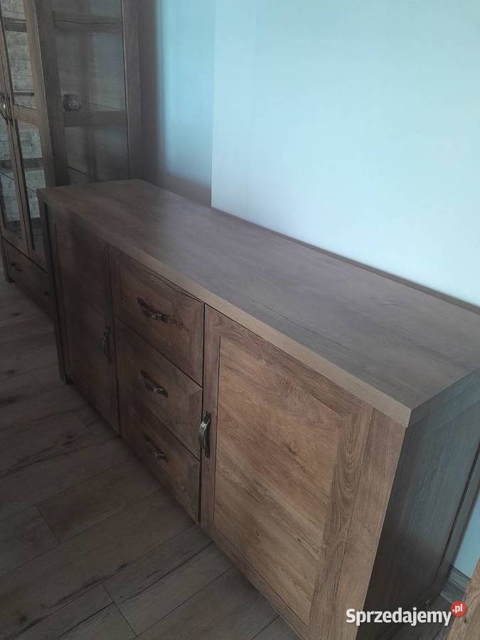 Dwie witryny I komoda kredens dziki dąb Grabowiec