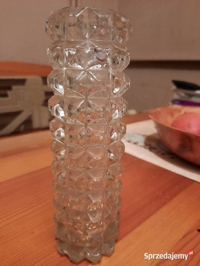 Flakon PRL krysztalowe frezowane szklo Lubań
