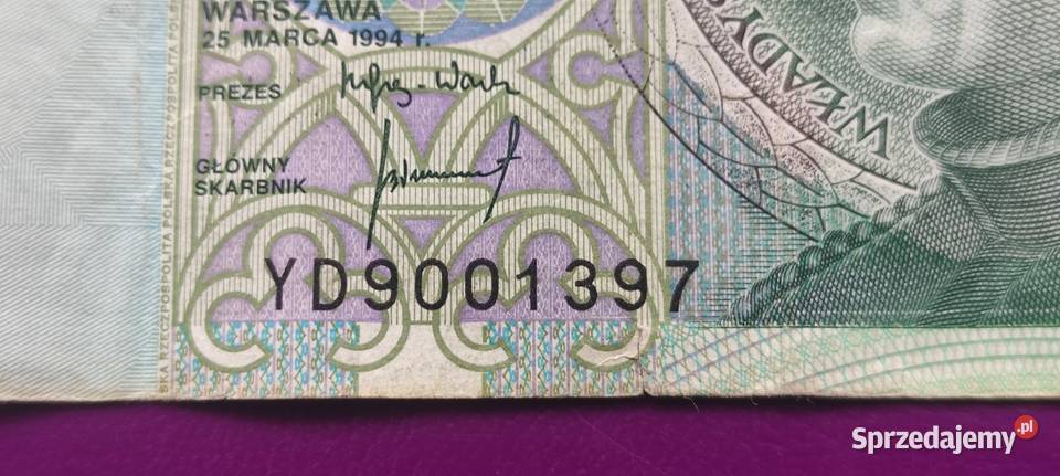 Banknot 100 1994 seria YD Zastępcza seria 14 Pruszków