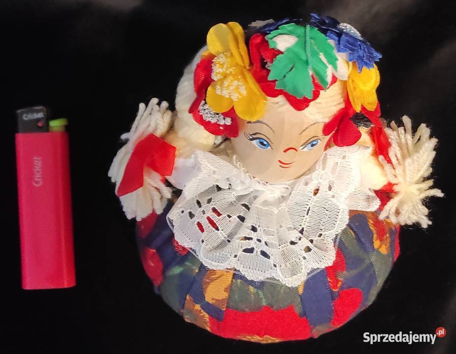 Lalka drewno tkanina PRL old school vintage 145 Warszawa
