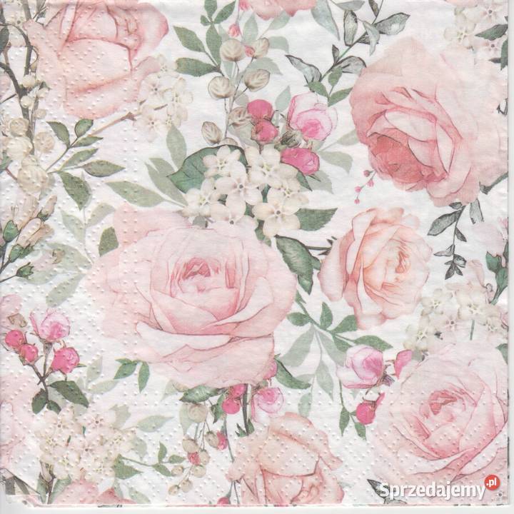 Dekupaż decoupage serwetki kwiaty róże ostróżka Rękodzieło Skarżysko-Kamienna