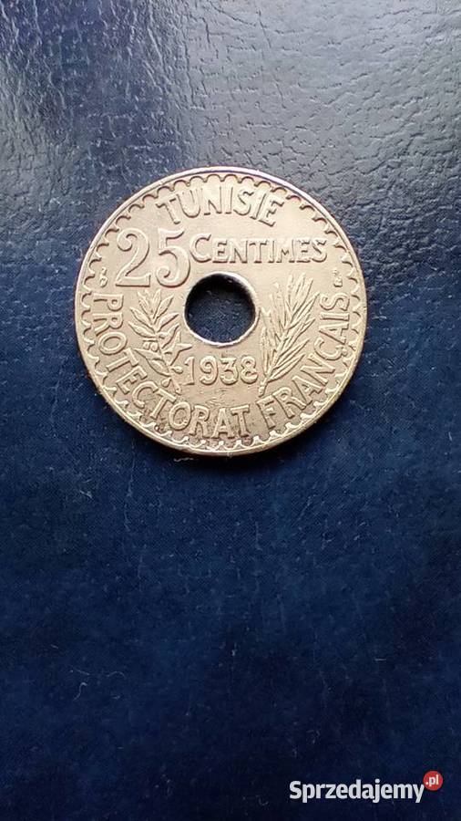 Stare monety 25 centimes 1938 Tunezja Lesko