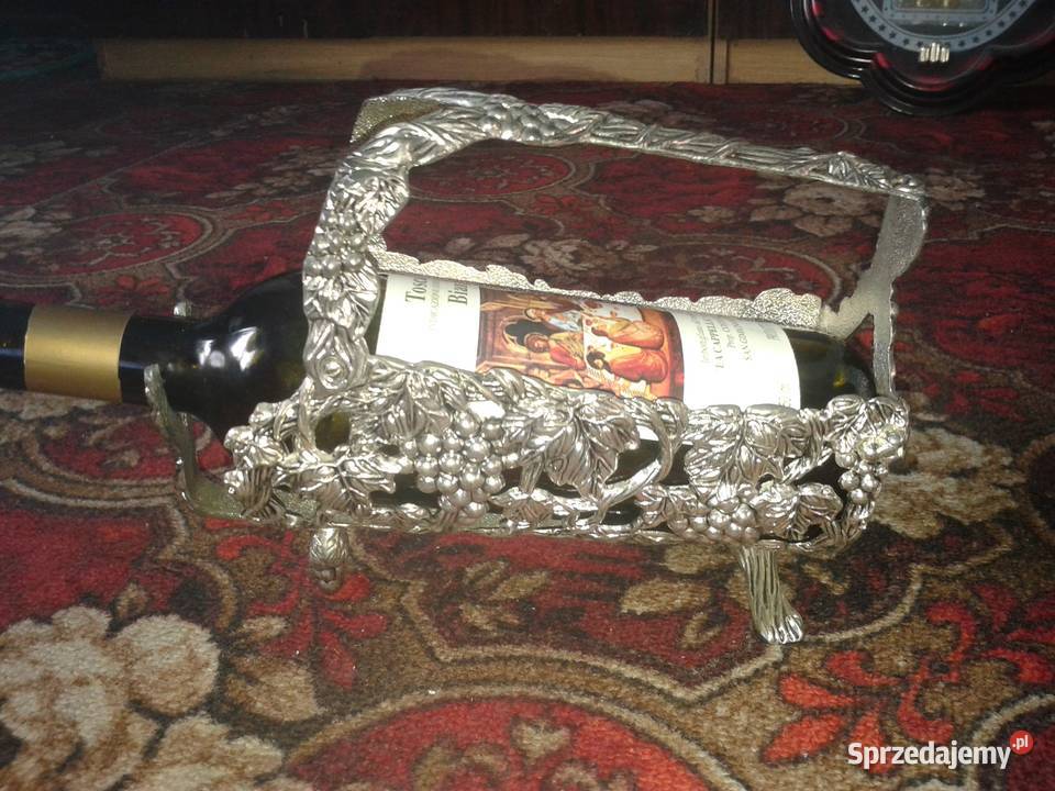 Stojak na wino posrebrzany vintage Winogrono Skierbieszów