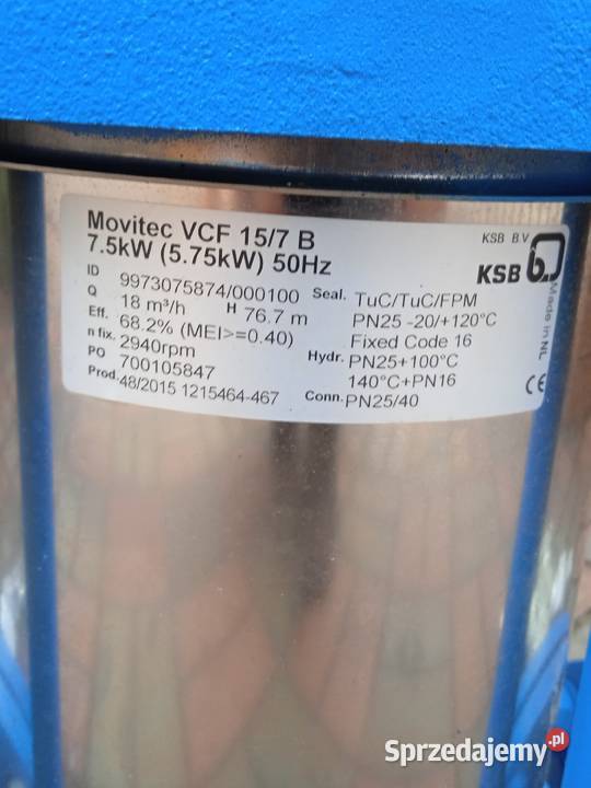 Pompa odśrodkowa KSB Movitec VCF157B Nawadnianie Nowy Tomyśl