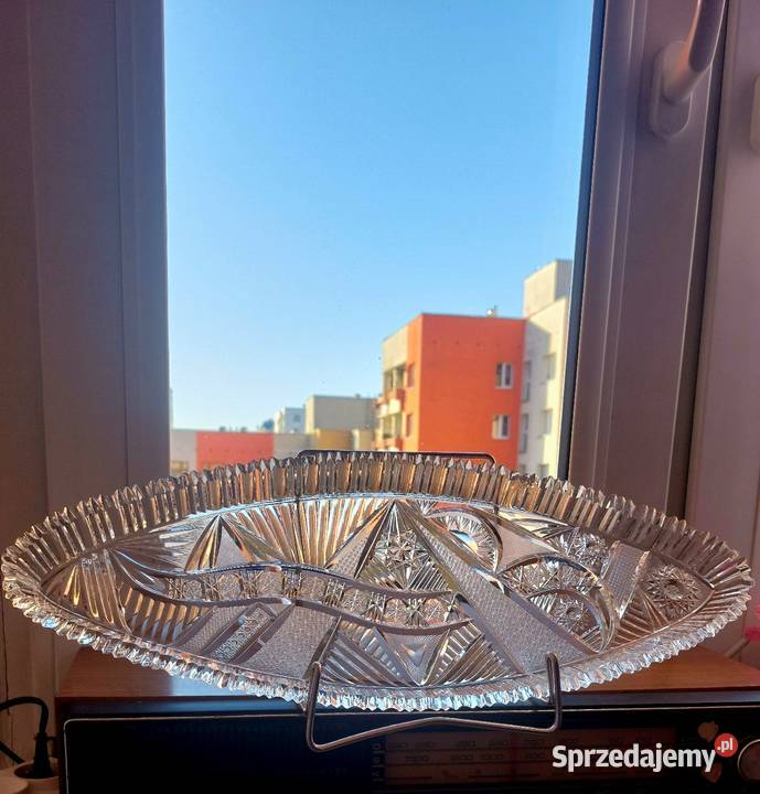 Piękna wielka patera kryształowa PRL Wrocław sprzedam