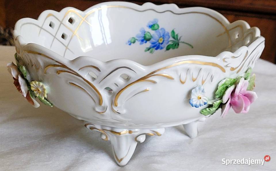 Ażurowa patera w miśnieńskim stylu na nóżkach małopolskie Kraków