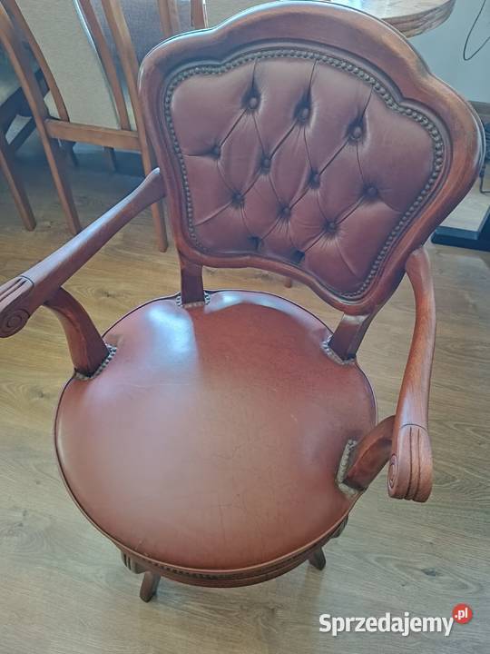 Stary gabinetowy fotel ludwikowski obrotowy Lipno