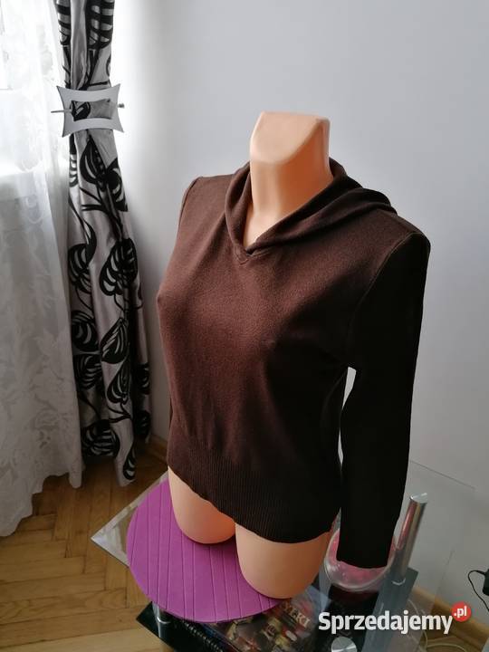 NOWY DAMSKI BRĄZOWY SWETER Z KAPTUREM ELLA R LXL Łódź