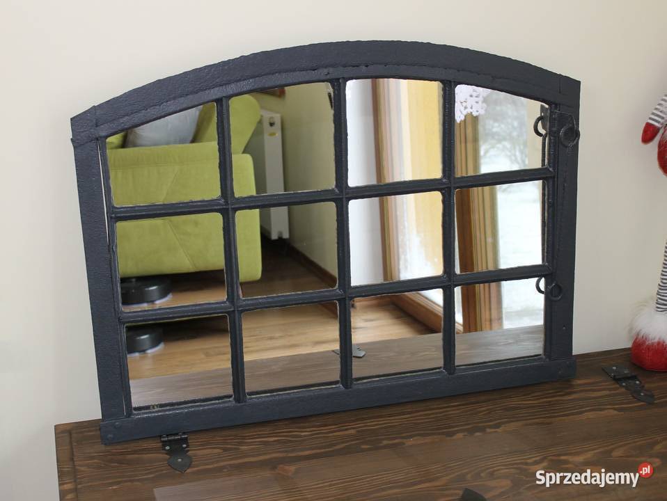 Lustro loft w starnym metalowym oknie Siekierki Małe