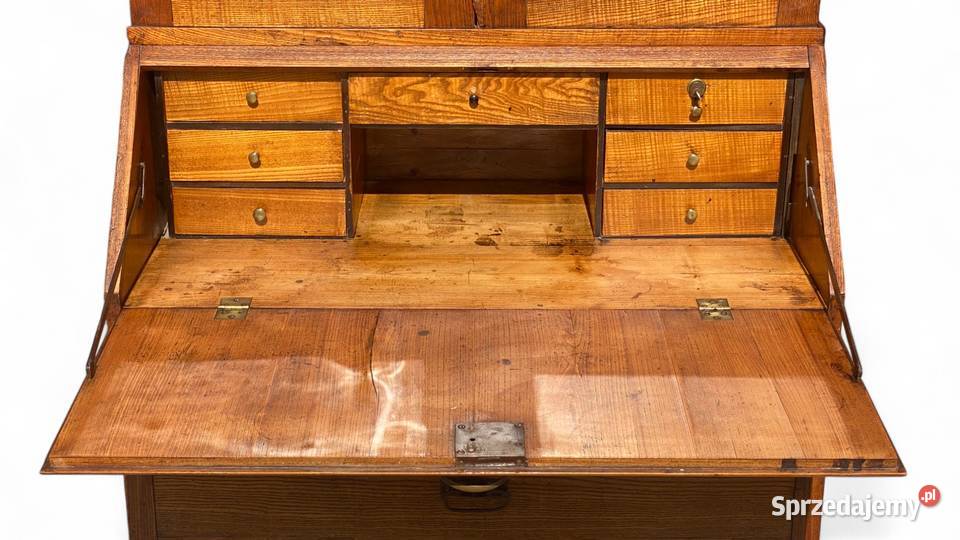 Stary sekretarzyk z przeszkloną nadstawką Gryfice