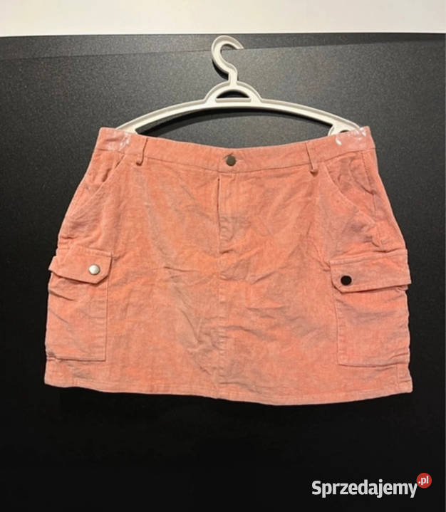 Różowa sztruksowa spódnica mini midi na lato Bez wzoru Spódnice i sukienki Łódź