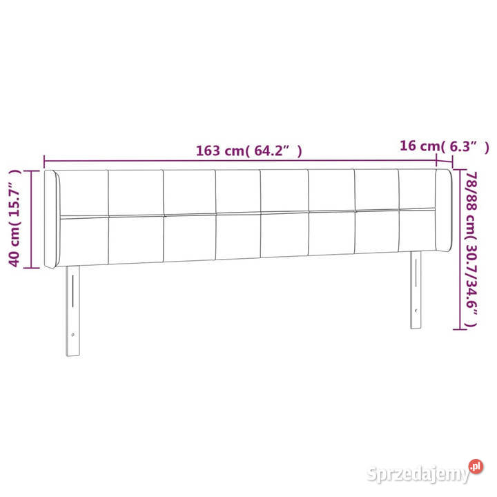 Zagłówek do łóżka z LED jasnoszary 163x16x7888