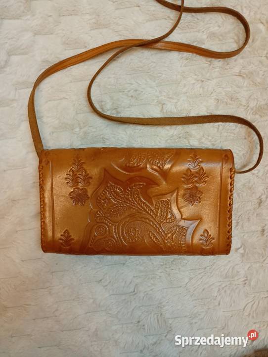 Real Leather Brązowa skórzana torebka z Madrytu Kraków