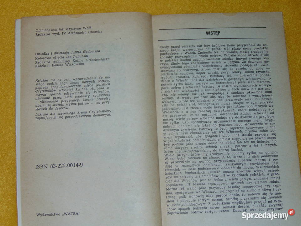 Włoskie potrawy na polskim stole Anna Czerni lubelskie sprzedam