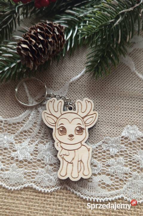 Drewniany brelok świąteczny renifer 3 wzory do Bełchatów