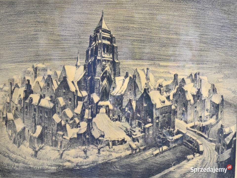 Rycina Sneeuw Edmond van Dooren Belgia lata 20te mazowieckie Bronisze