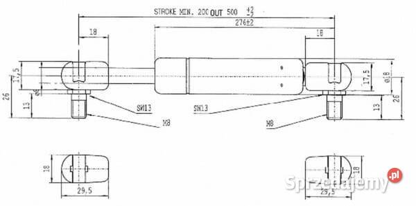 Sprężyna gazowa L500 mm 300N Stabilus CA066281 Kamionna