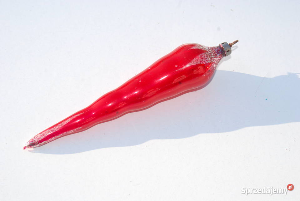 Stara ozdoba choinkowa bombka sopel czerwony Cieszyn