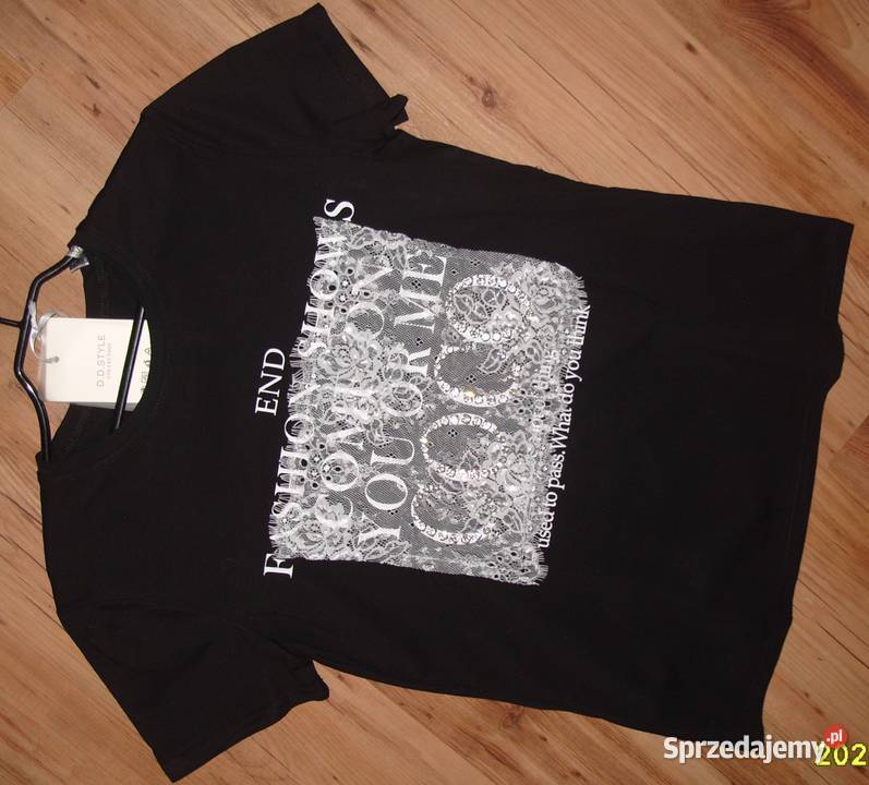 cyrkonie napis COCO koronka Tshirt NOWY rM LXL Rawicz