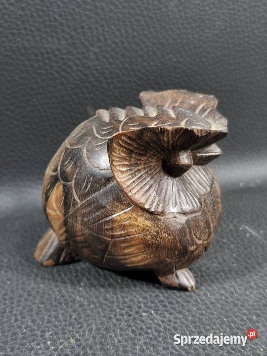Drewniana Figurka Sowy Vintage Figurki i rzeźby łódzkie Poddębice