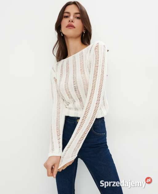 kremowy sweter z ozdobnym splotem Mohito xs 34 Toruń