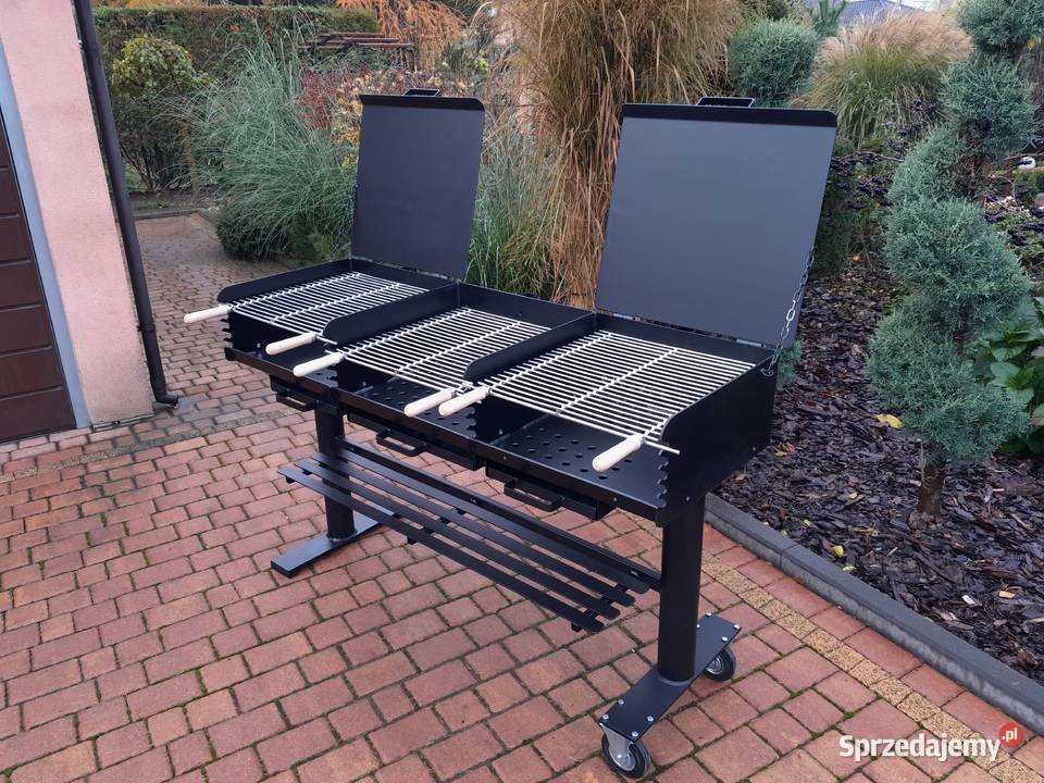 Gastronomiczny grill TRÓJKOMOROWY z POPIELNIKAMI