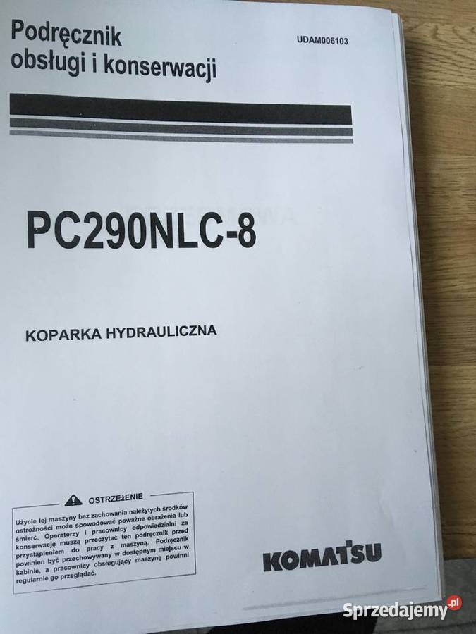 dtr instrukcja obsługi koparka komatsu PC290nlc8 Szczecin