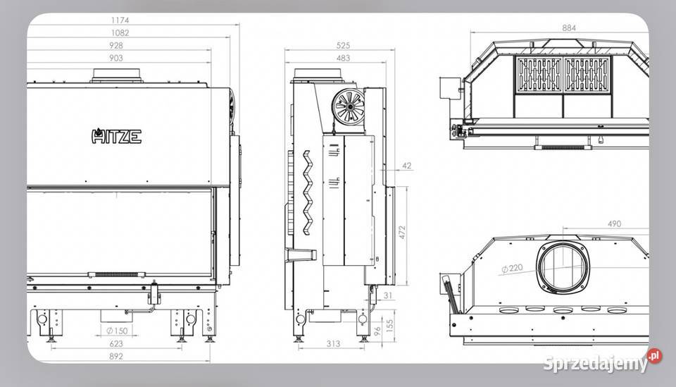 HITZE Nowoczesny wkład kominkowy ALBERO AL19GHD Poznań