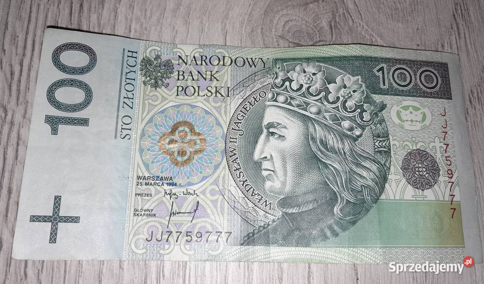 banknot kolekconerski 100 seria JJ 7759777 Staszów