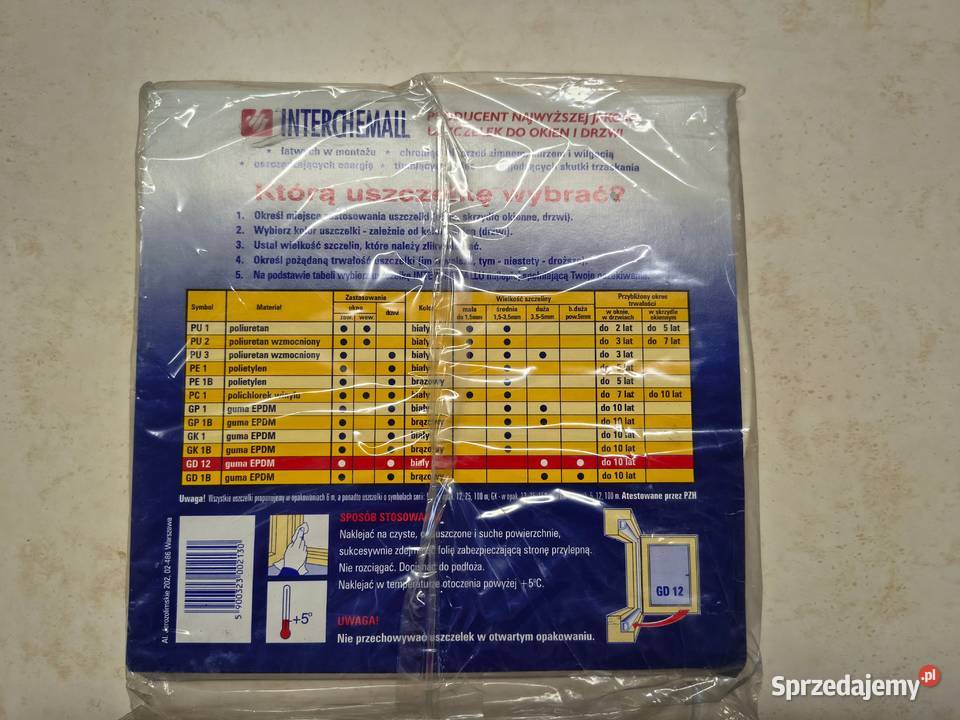 uszczelka samoprzylepna do okien gumowa biała Oblęgór