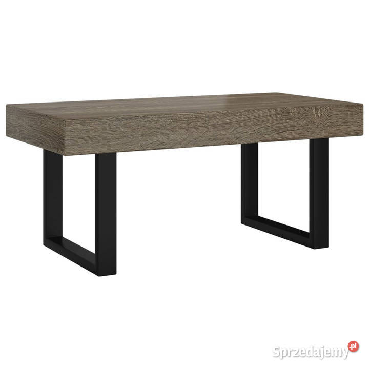 Stolik kawowy szaroczarny 90x45x40 MDF i żelazo
