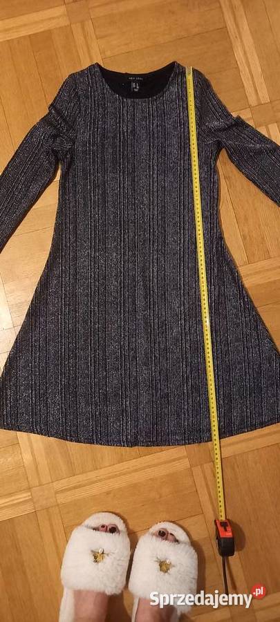 Sukienka sylwestrowa z długim rękawem szary/srebrny